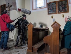 Natáčení v kostele (foto: archiv Miloše Doležala)