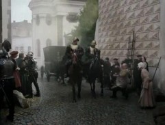 Kněz Johann von Perlach projíždí městem 