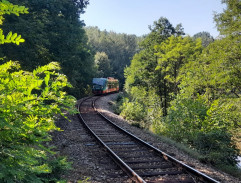 Vlak se svatebčany jede do Hoštic