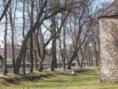 Mirek jde kolem hradeb